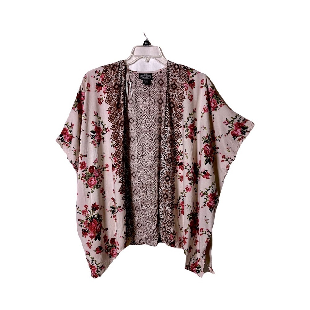 Angie | Boho Mixed Floral Block Print Open Front … - image 1